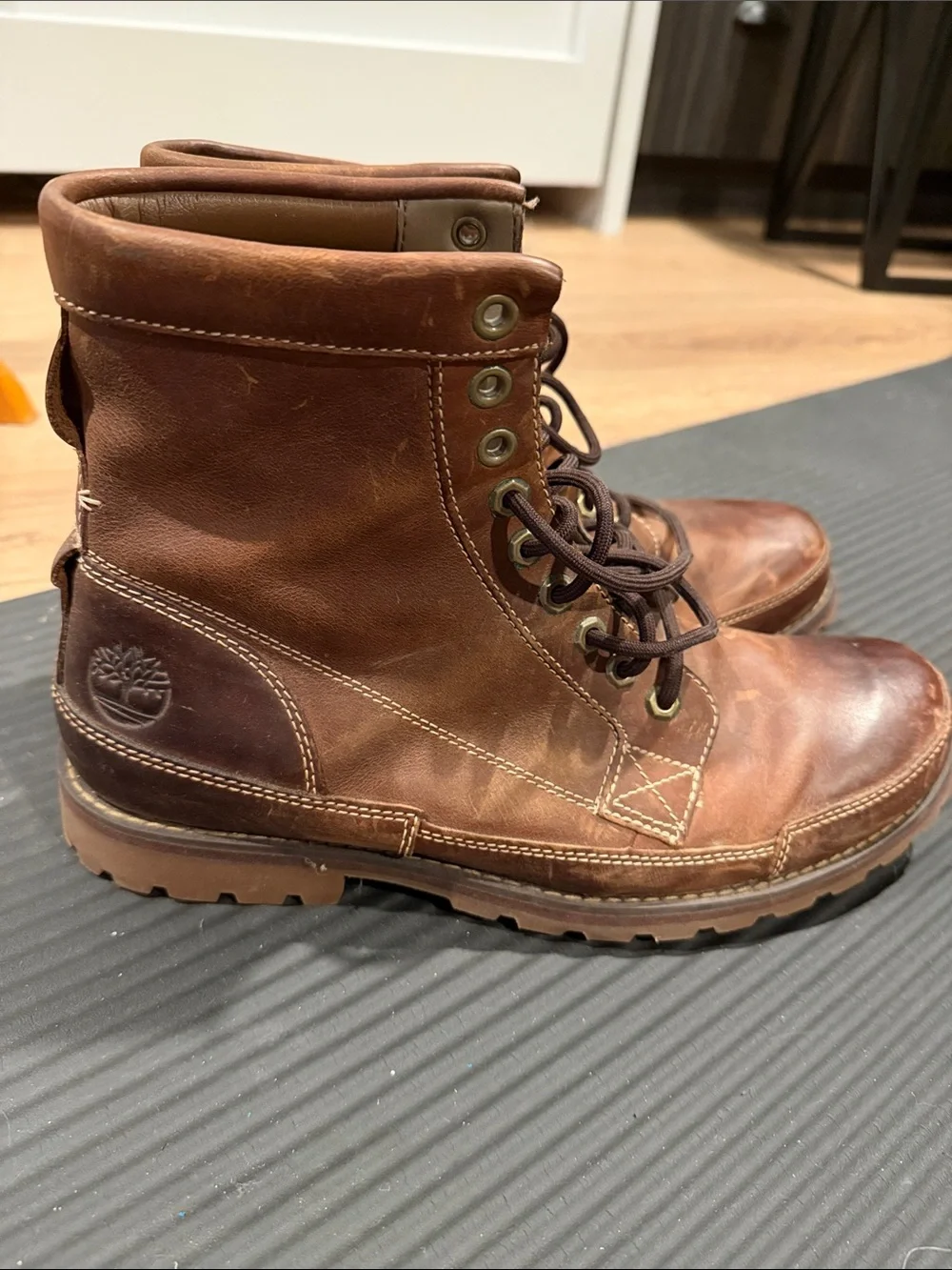 Men's Timberland Brown Leather Casual Boots - Comfortable Lace-Up